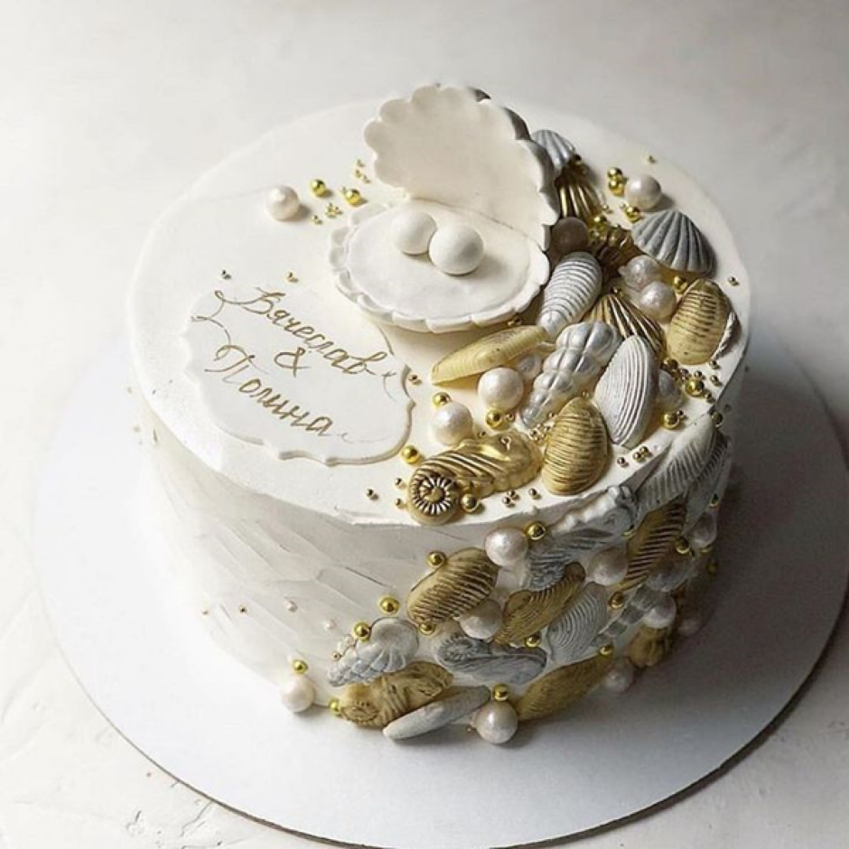 Декор торта на жемчужную свадьбу