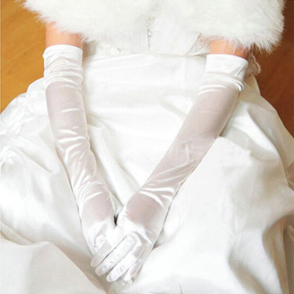 Свадебные перчатки кружевные длинные
