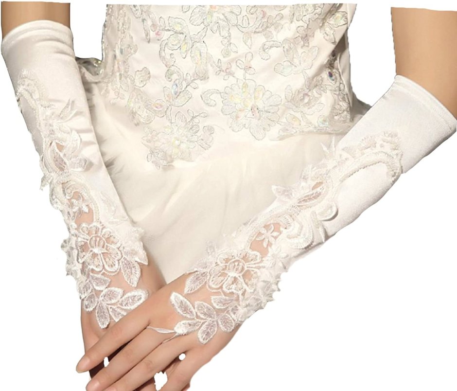 Белые Свадебные перчатки до локтя