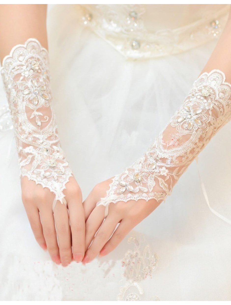 Перчатки Свадебные длинные атласные