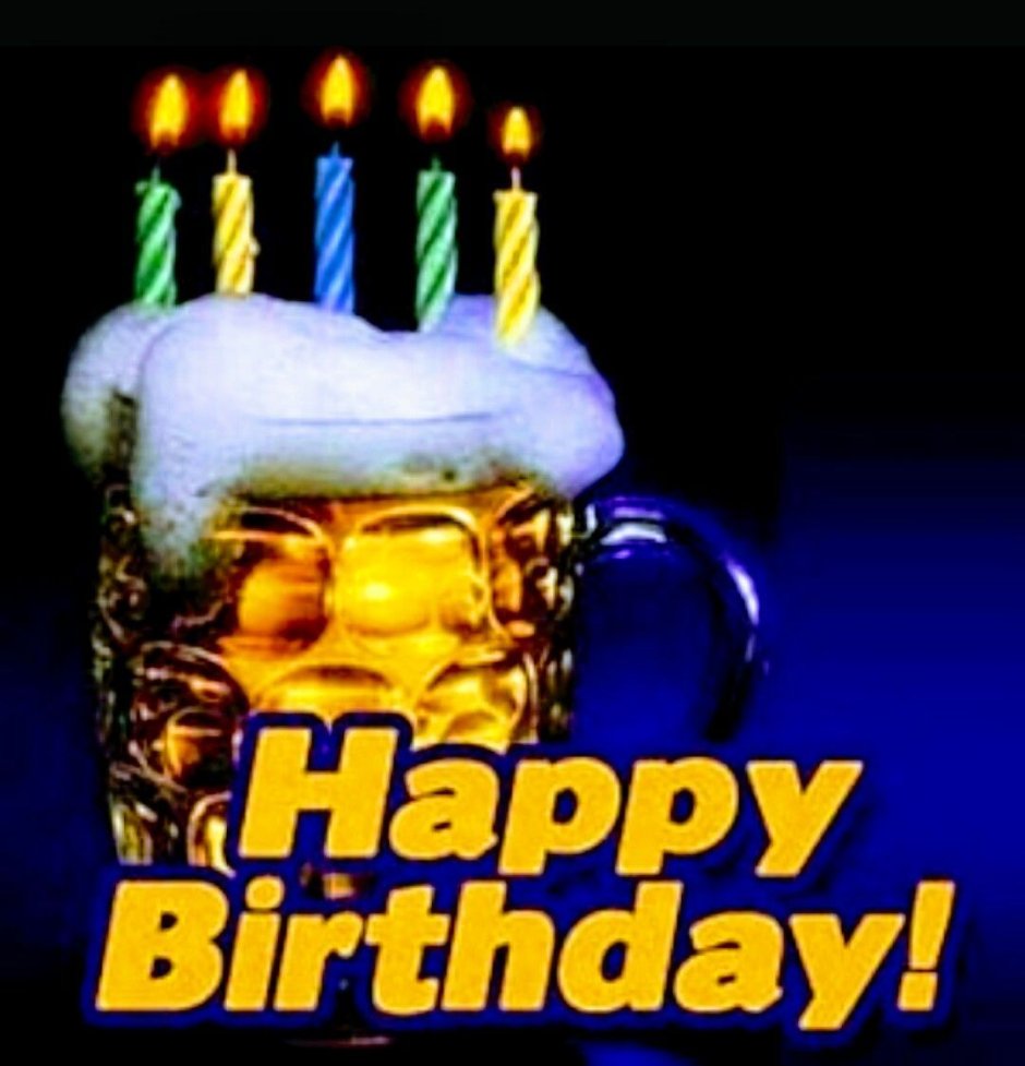 Открытка с днём рождения с пивом