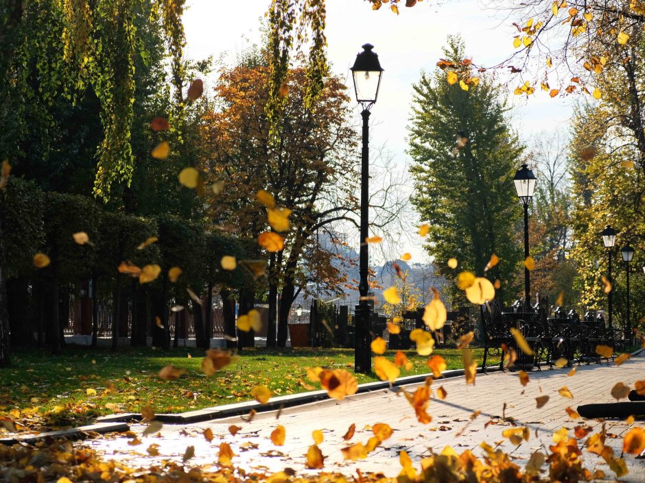 Парк Эрмитаж в Москве осенью
