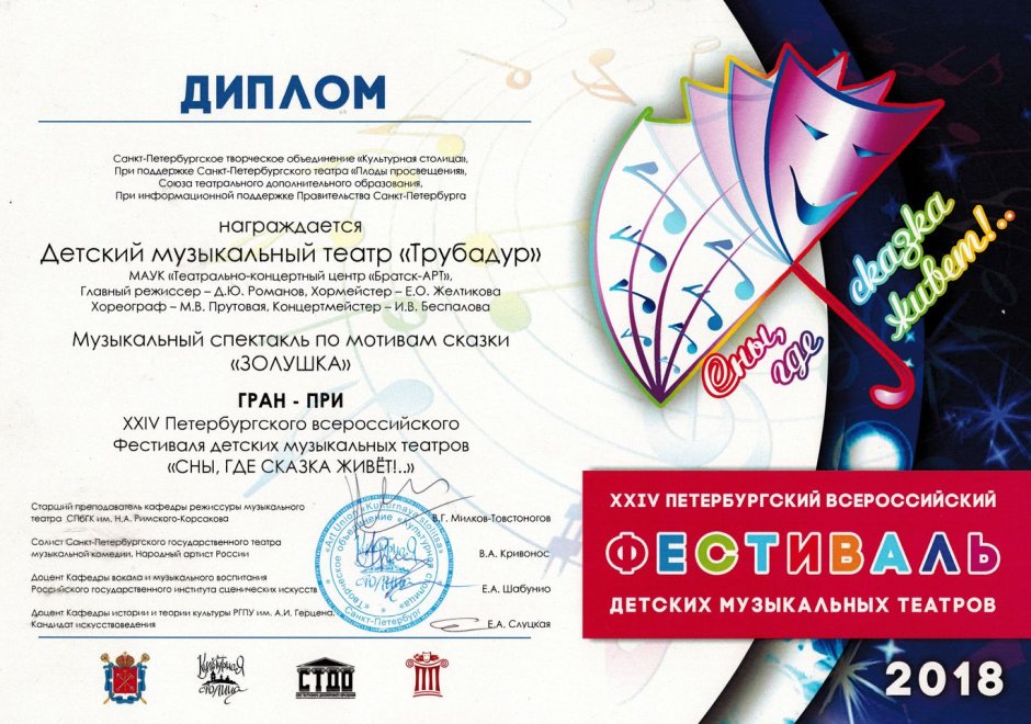 Детский фестиваль номинация музыкальный театр
