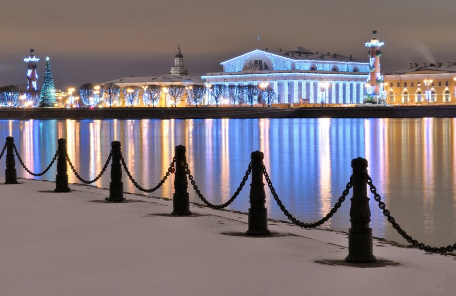 Стрелка Васильевского острова Санкт-Петербург зимой