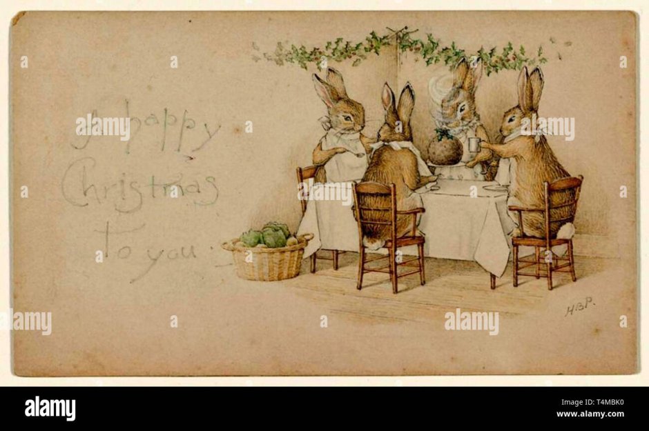 Кролик Питер иллюстрации Беатрикс Поттер Рождество