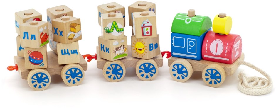 Каталка-игрушка мир деревянных игрушек паровозик алфавит