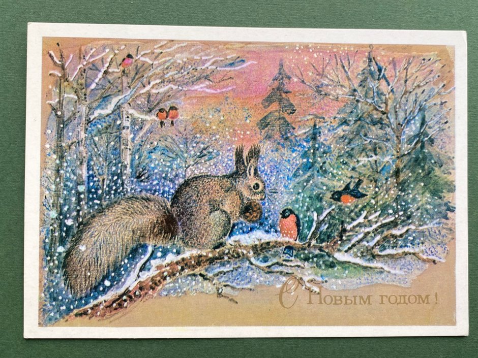 Новогодняя открытка с зайчиком