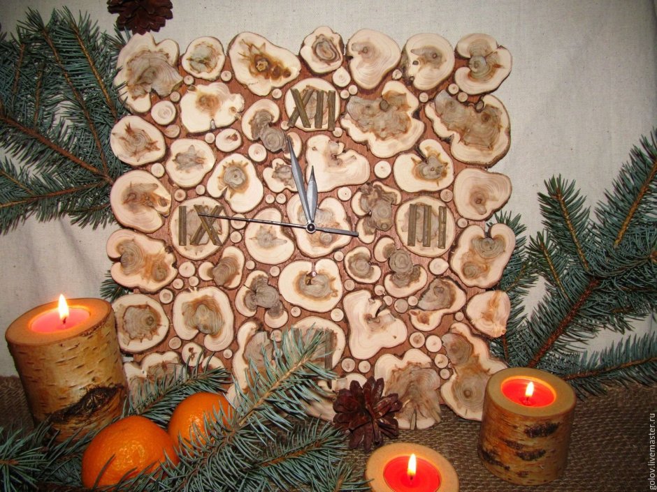 Новогодний декор из спила дерева