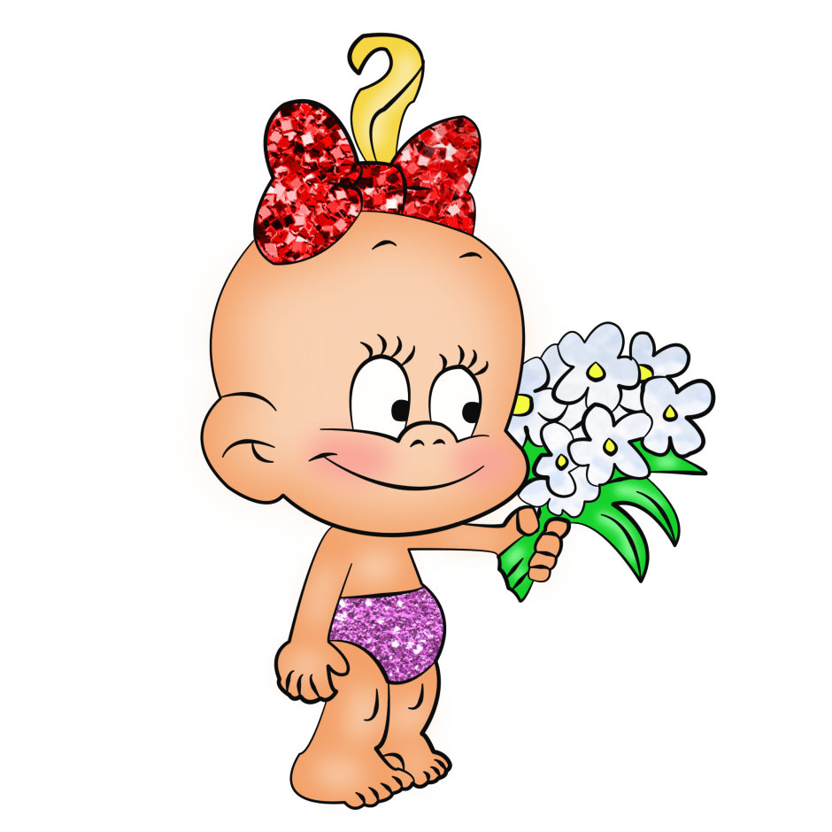 Ребенок с цветочком мультяшка