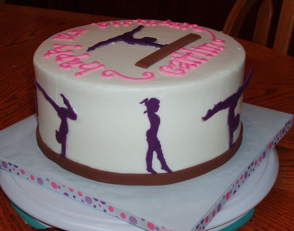 Прямоугольный торт с гимнасткой