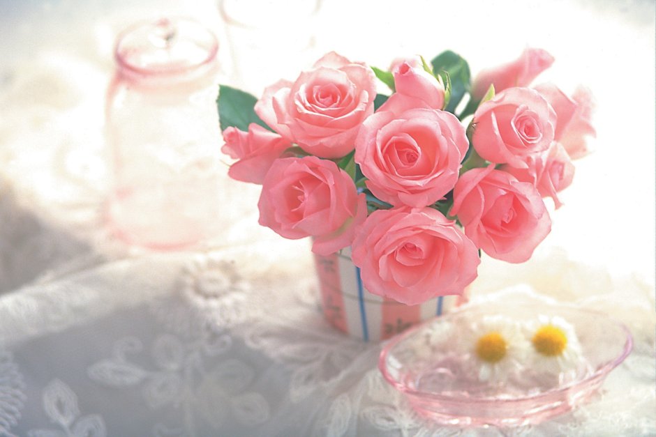 Цветы нежно розовые на день рождения