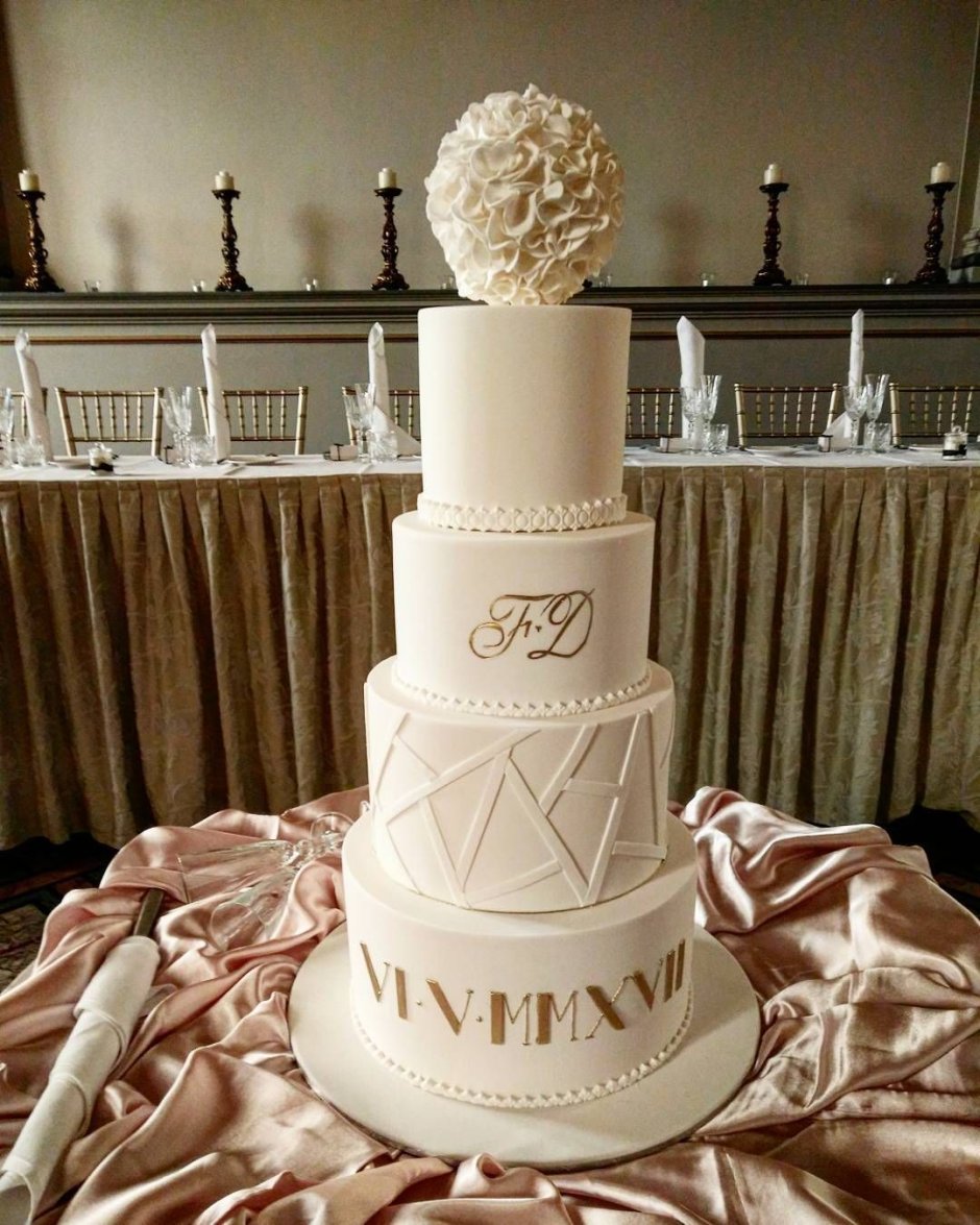 Декор торта белый с золотом