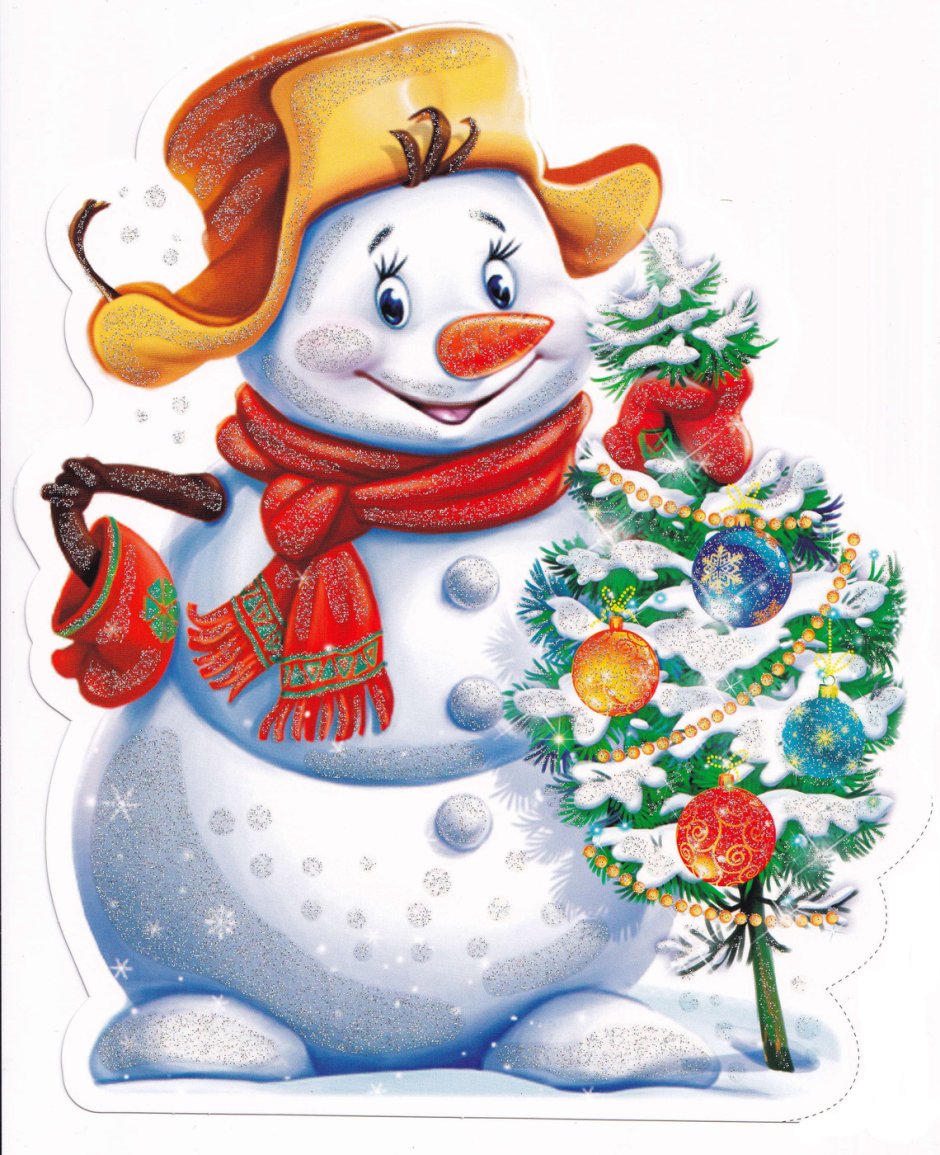 Плакат вырубной "Снеговик", а3