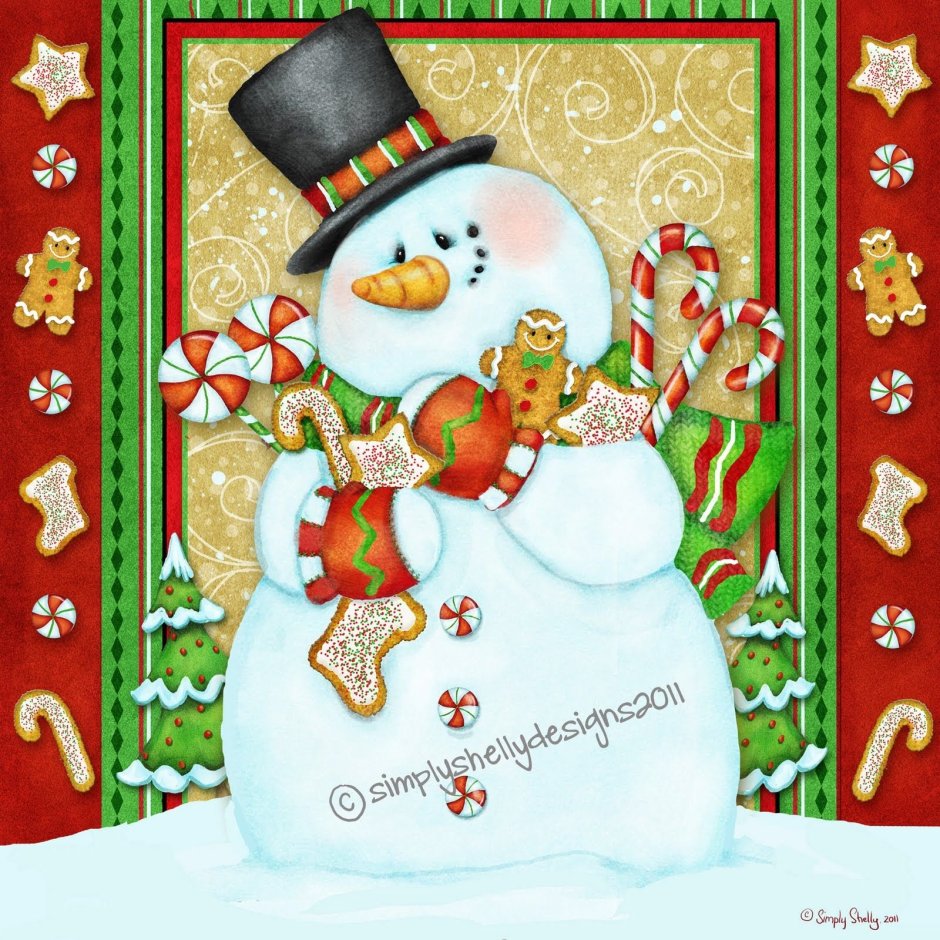 Коллекция новогодних открыток Снеговики