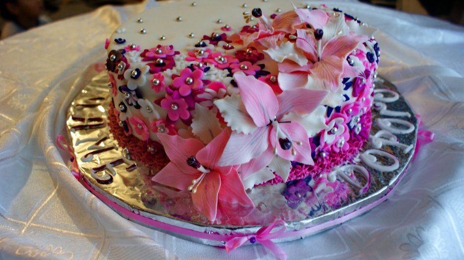 Красивый торт на день рождения девушке и бабушке