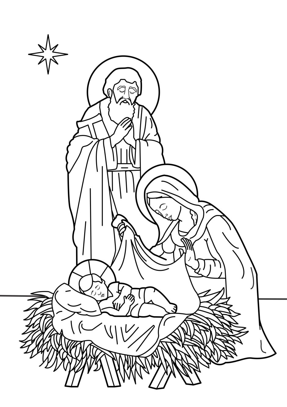Рождество Христово раскраска вертеп