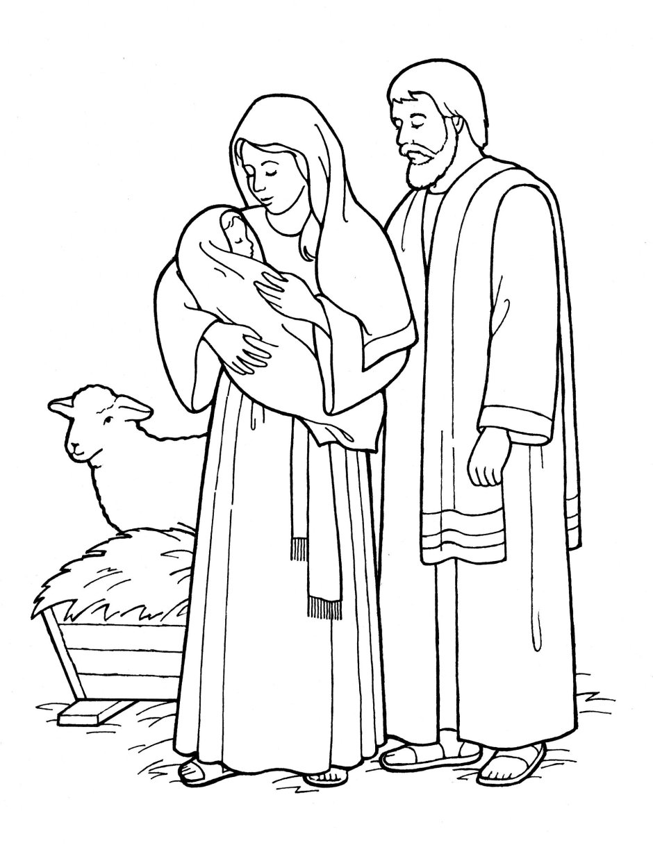Раскраска рождение Иисуса