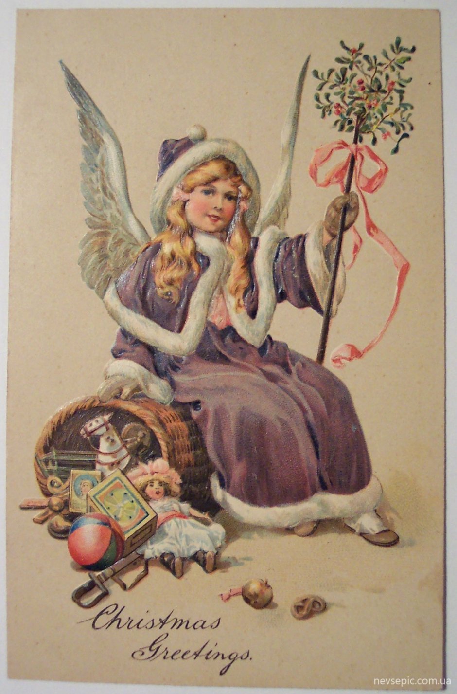 Ретро открытки с рождественскими ангелочками