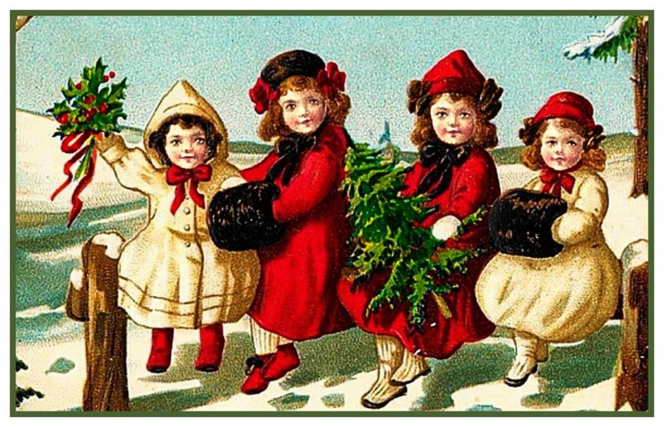 Рождественская открытка старинная русская