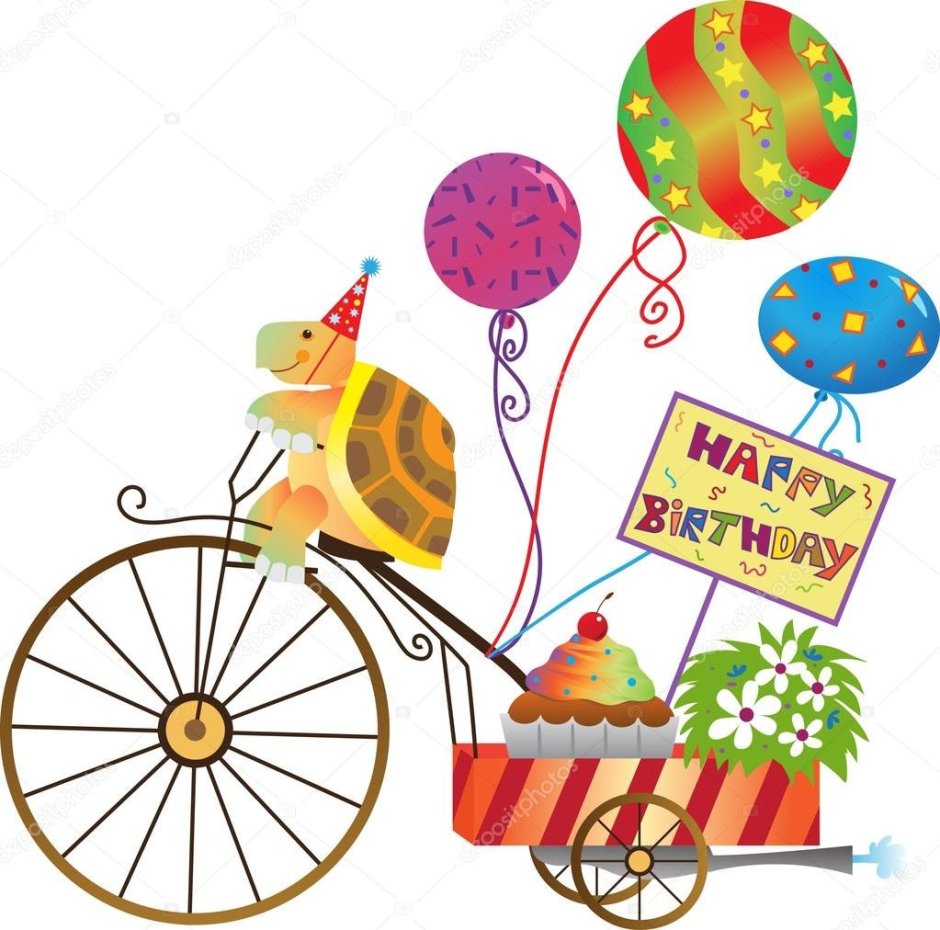 Открытка с велосипедом на день рождения