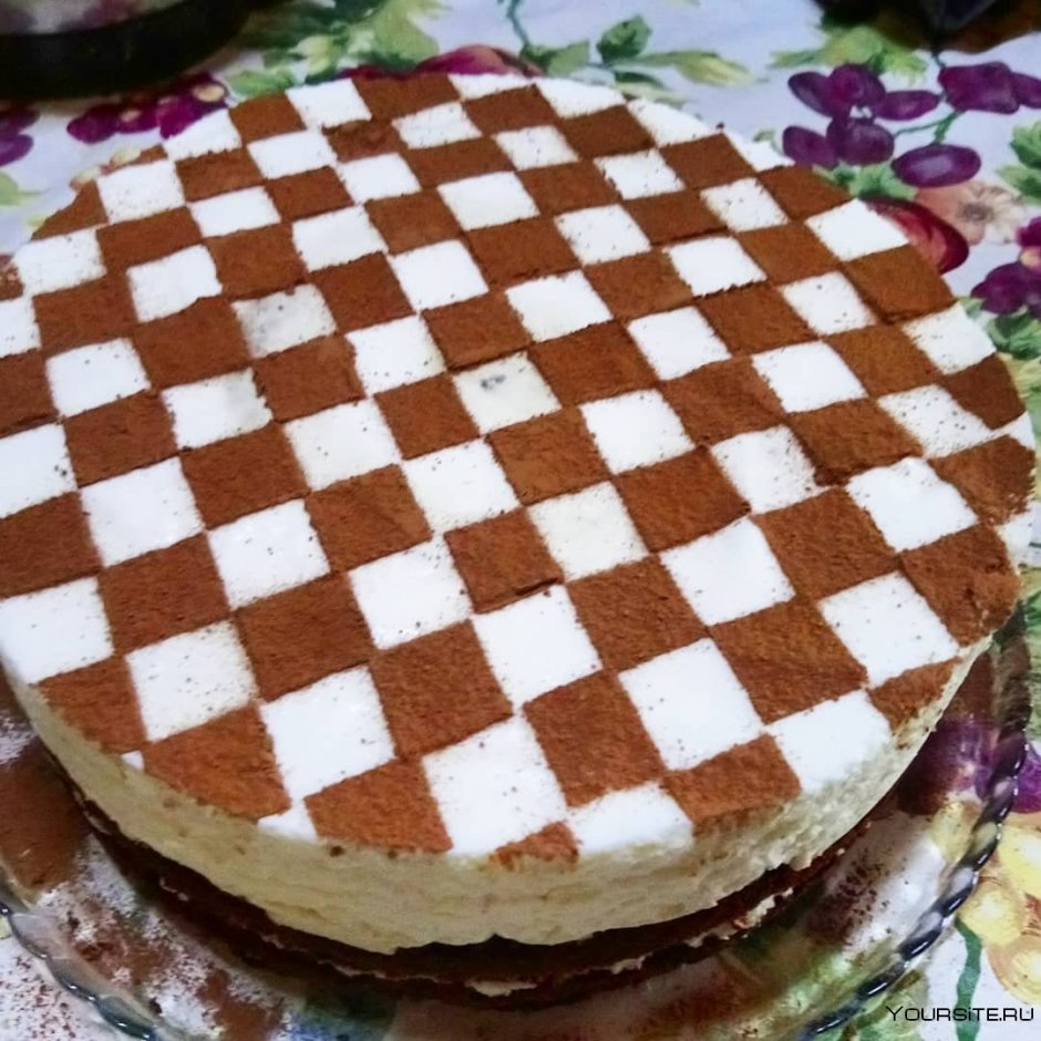 Бисквитный шахматный торт