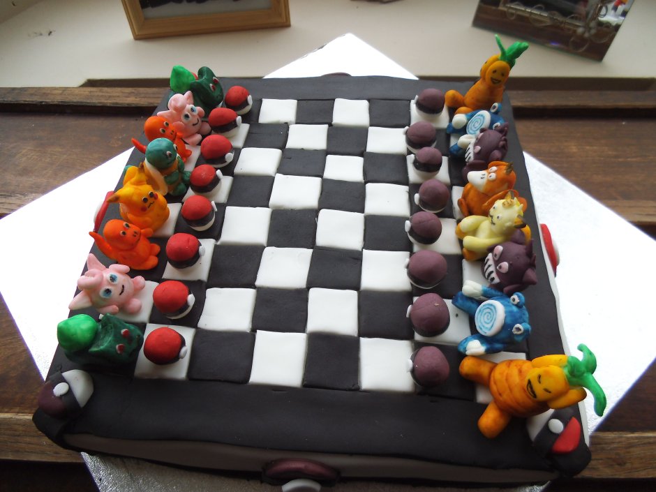 Украшение торта шахматная доска