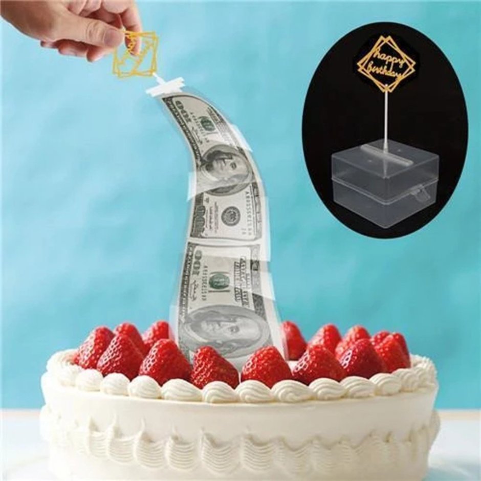 Торт с вафельными деньгами