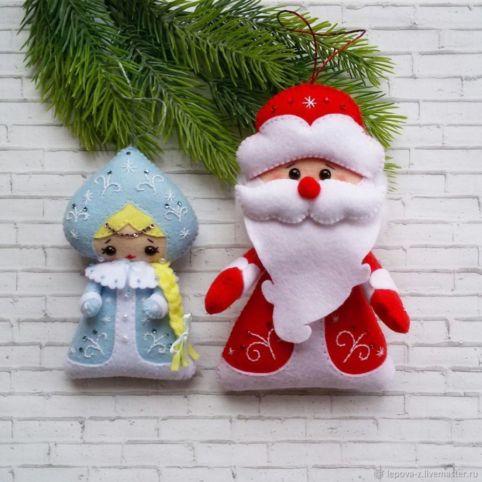 Дед Мороз из фетра елочная игрушка