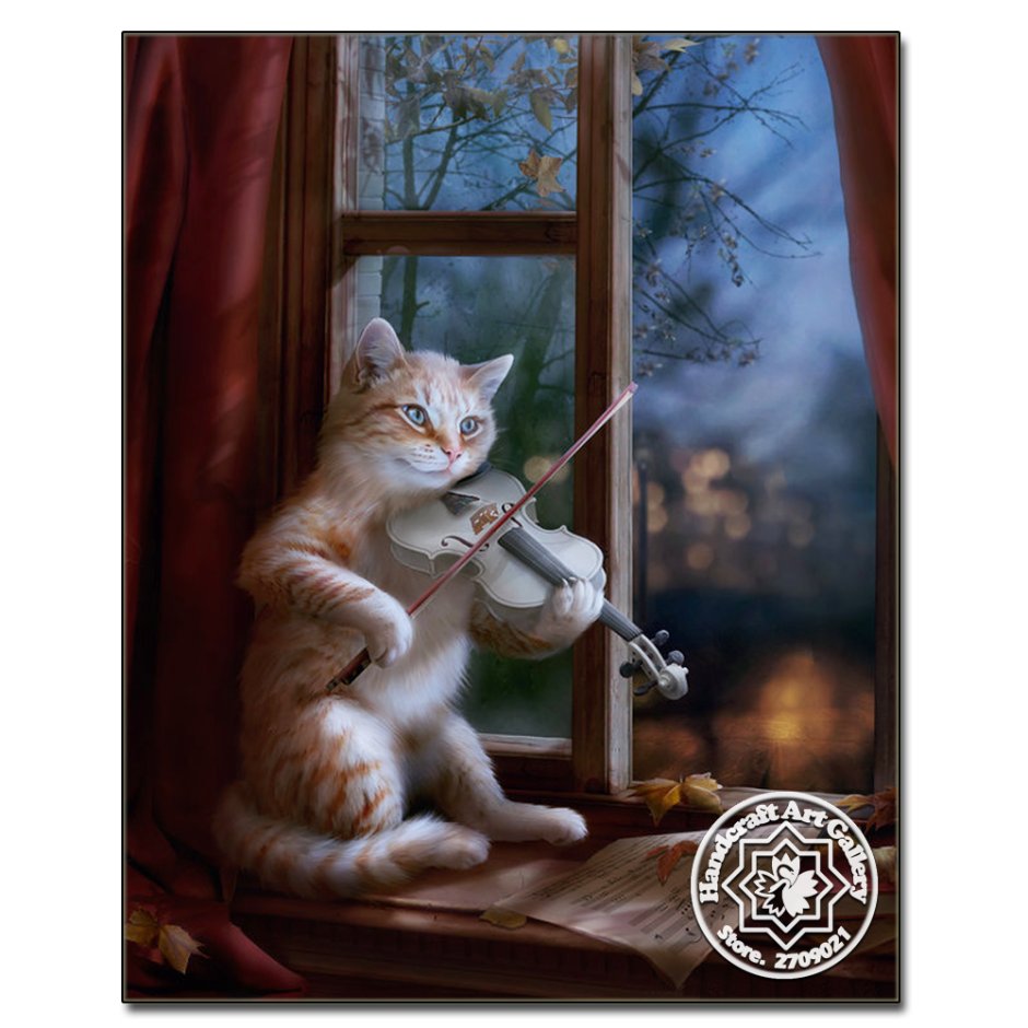 Кошка играет на скрипке