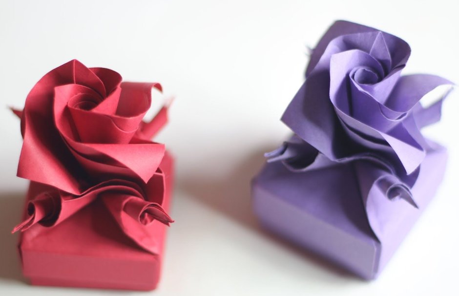 Оригами сердечко с цветком