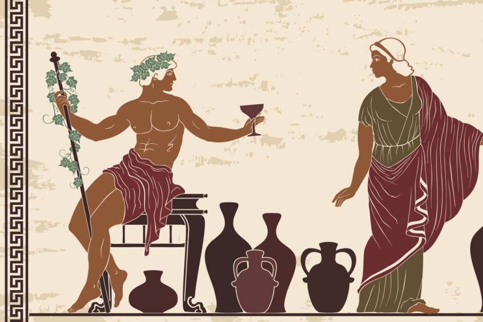 Дионис Бог виноделия в древней Греции рисунок