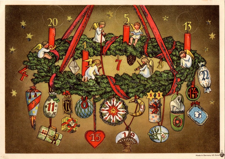Рождественский календарь и венок Адвента