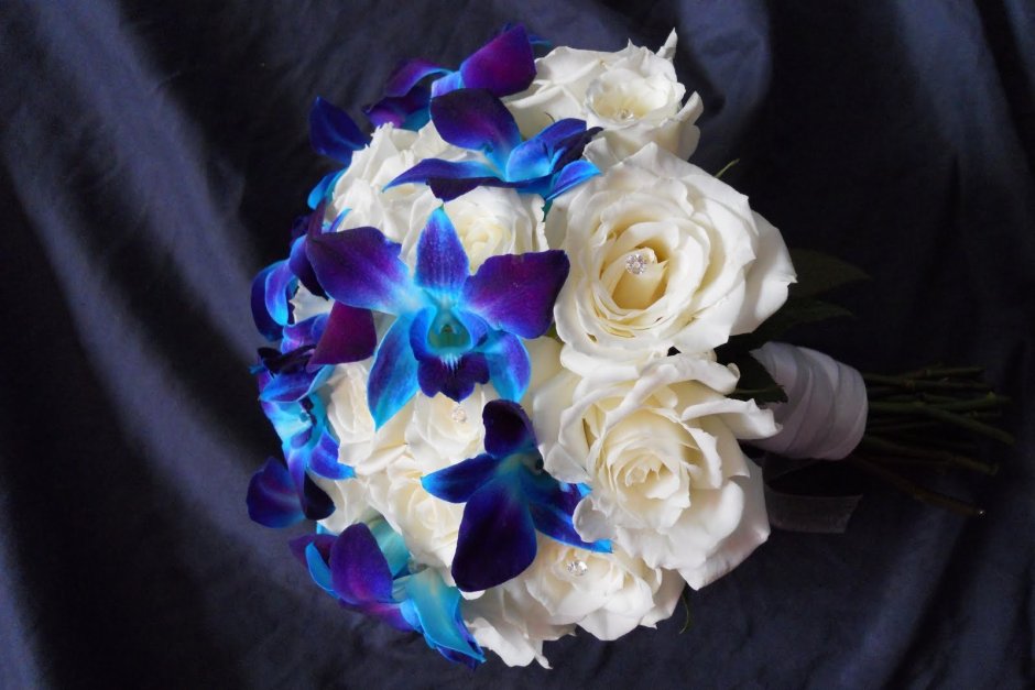 Синяя Орхидея Дендробиум свадебный букет