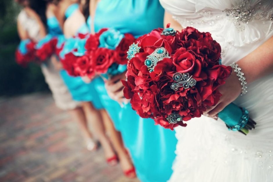 Свадьба в бирюзовом и Красном цвете