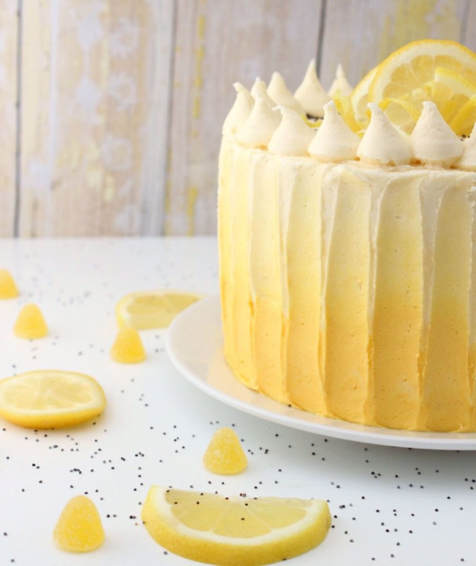 Лимонный торт с кремом чиз