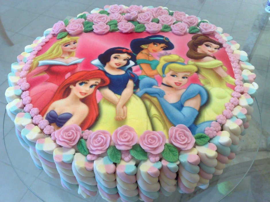 Торт с принцессами Диснея кремовый