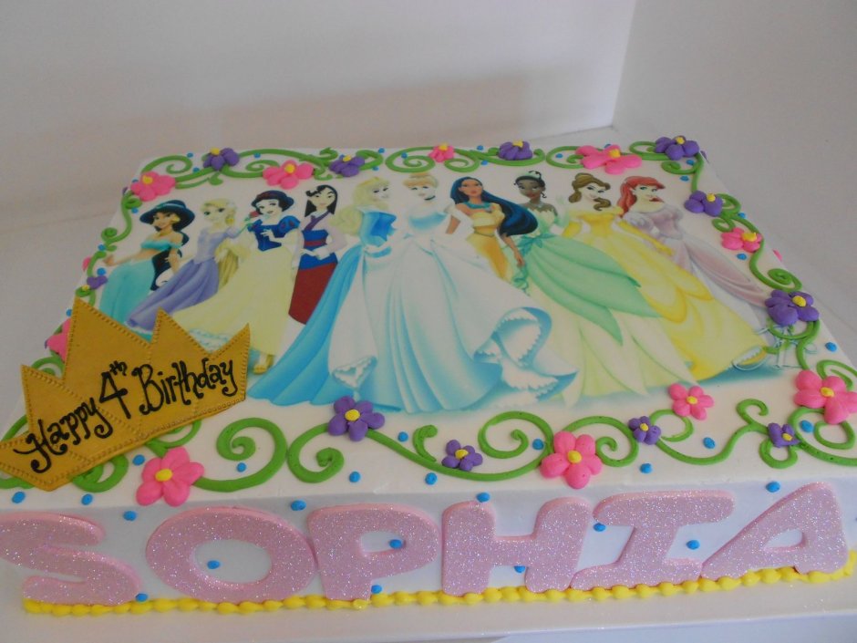 Торт с принцессами Диснея кремовый