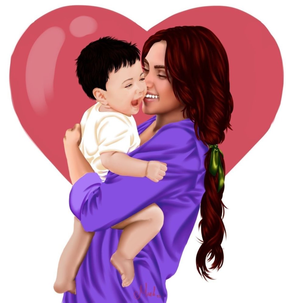Мама с ребенком арт иллюстрация