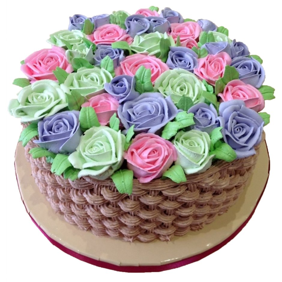 Торт на день рождения женщине кремовый корзинка