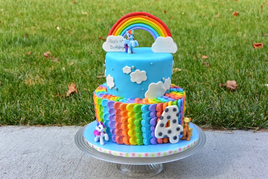 Разноцветный детский торт