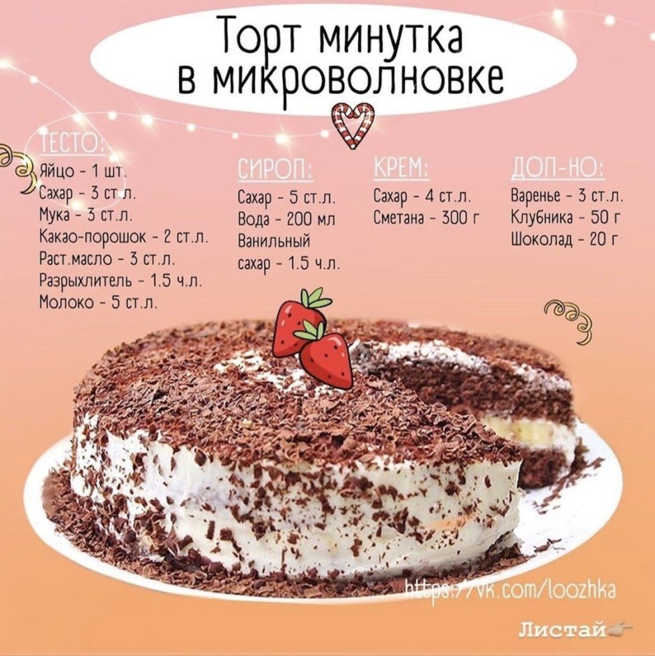 Рецепт торта в микроволновке