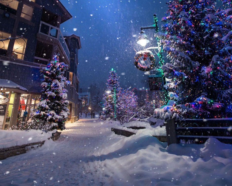 Рождество улица снег