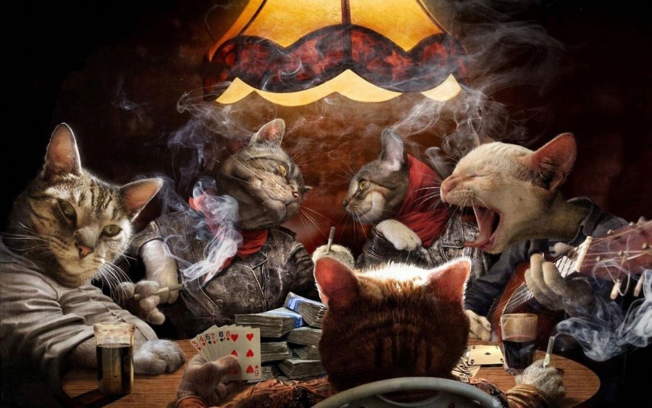 Картина коты играющие в Покер