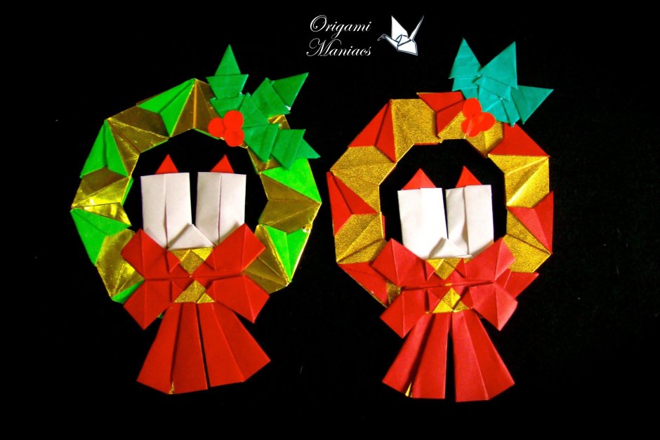Рождественский венок оригами