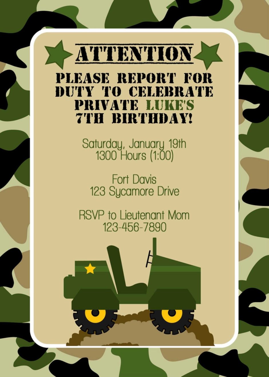 Army Invitation