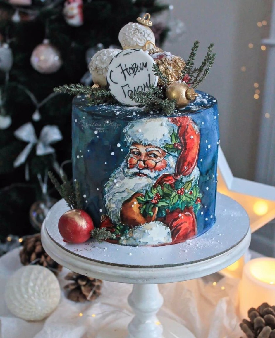 Торт новогодний со снежным шаром