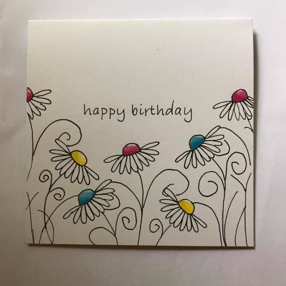 Идеи открыток на день рождения фломастерами