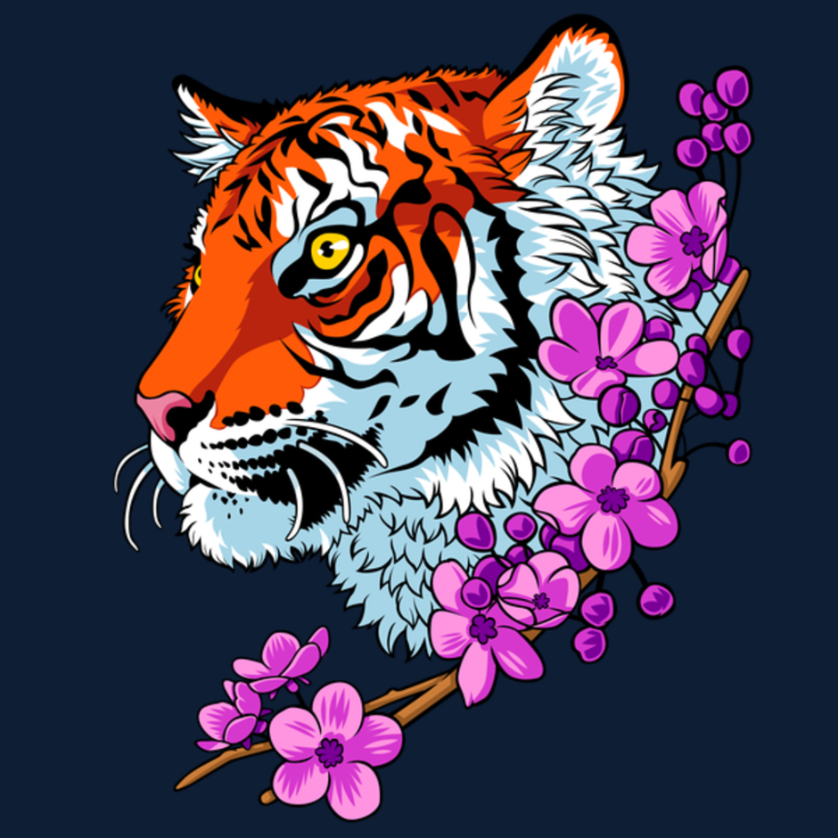 Тигр с цветами