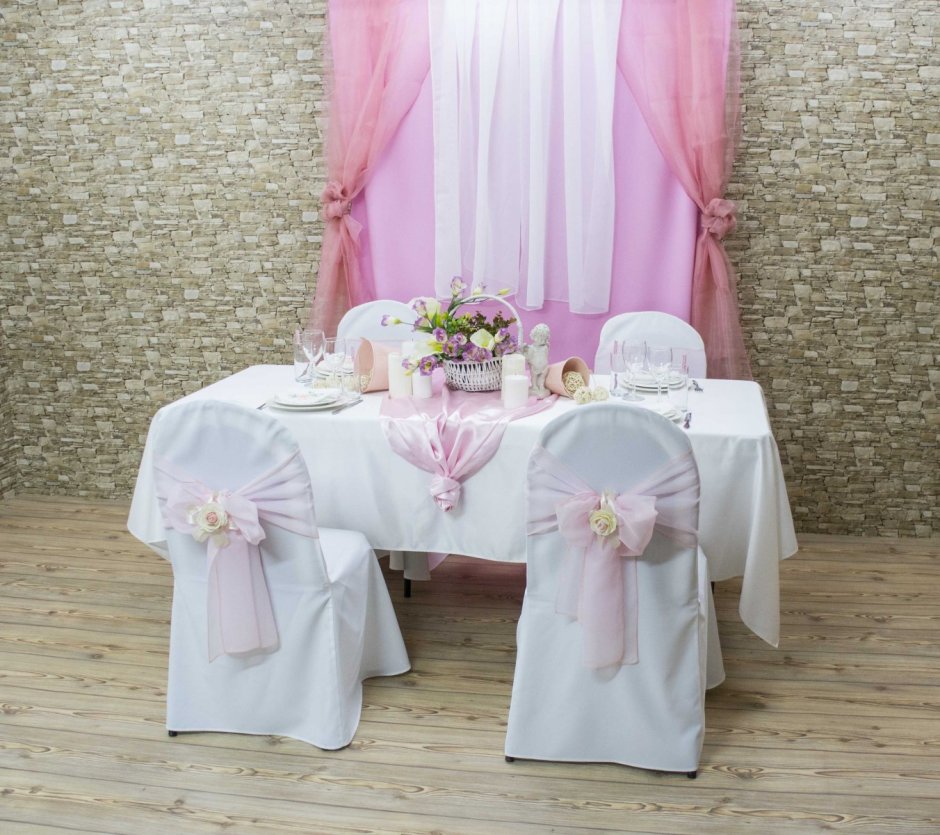 Текстиль розовый на стулья свадьба