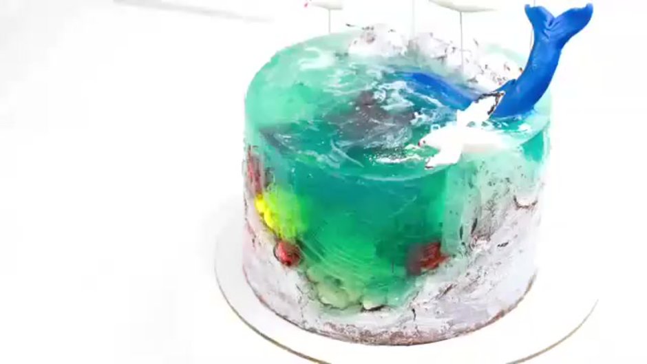 Торт остров мастер класс видео с Желейным верхом пошагово